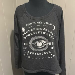 Modern Lux charcoal crewneck raglan sleeve french terry lined graphic sweatshirt